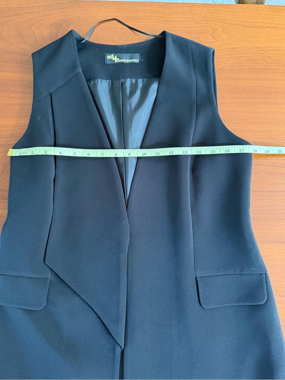 ADL Black Sleeveless Draped Long Vest-Size M - Picture 7 of 10
